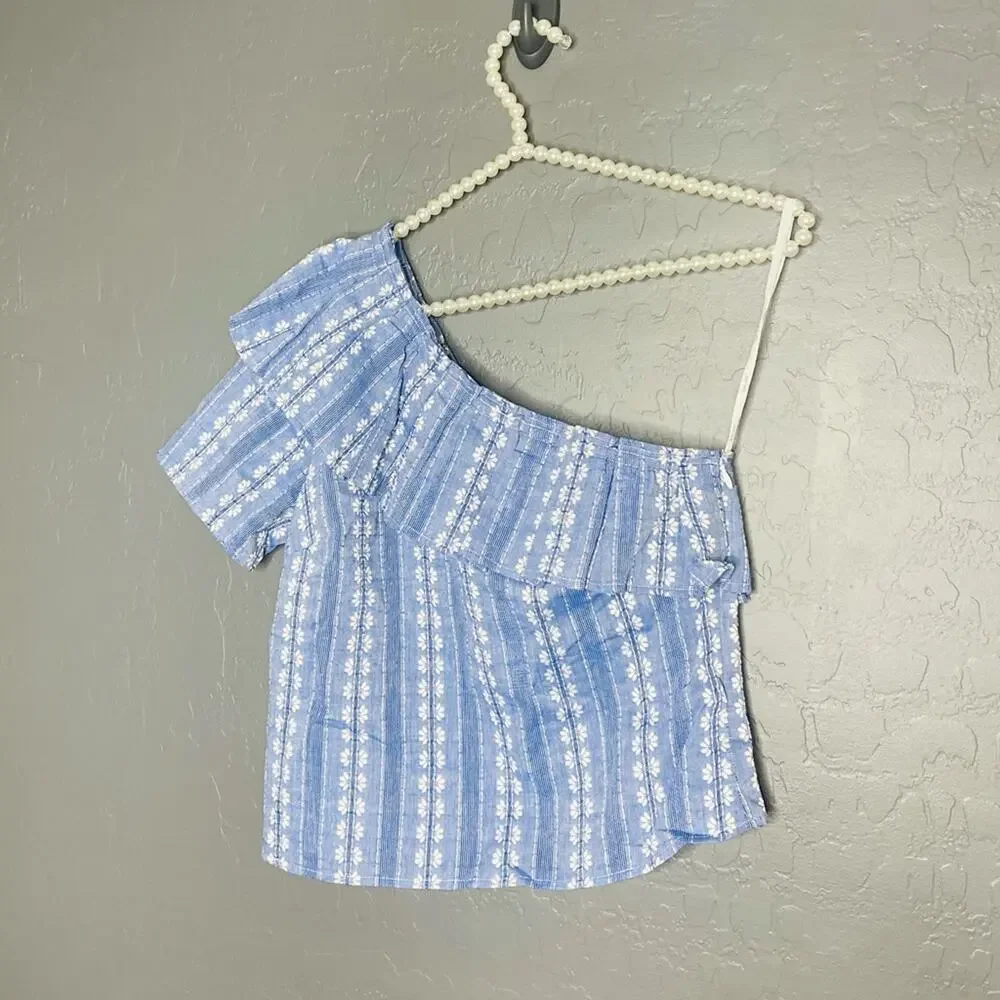 Splendid Chambray One Shoulder Top - Picture 3 of 7